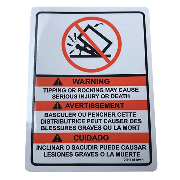 AMS 21318-01 LABEL, WARNING DO NOT TIP OR ROCK