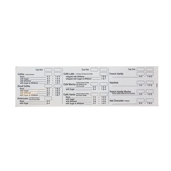 NATIONAL 107244 MENU LABEL FOR GPL 670
