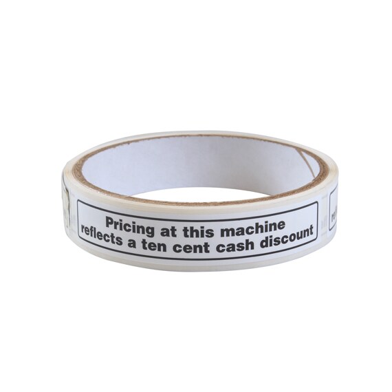 VENDORS EXCHANGE VE1000 DISCOUNT LABEL, BLACK LETTERS ON WHITE BACKGROUND