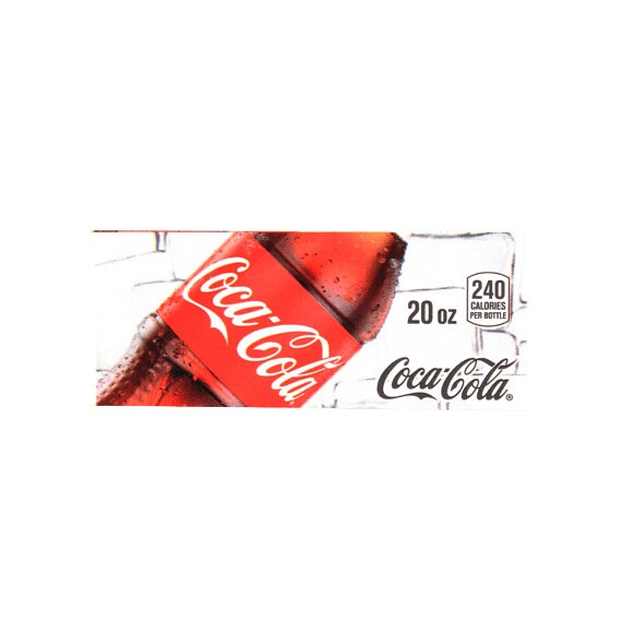 COKE LABEL, 20oz BOTTLE, 1 5/8" X 3 19/32', COCA-COLA, WHITE BACKGROUND