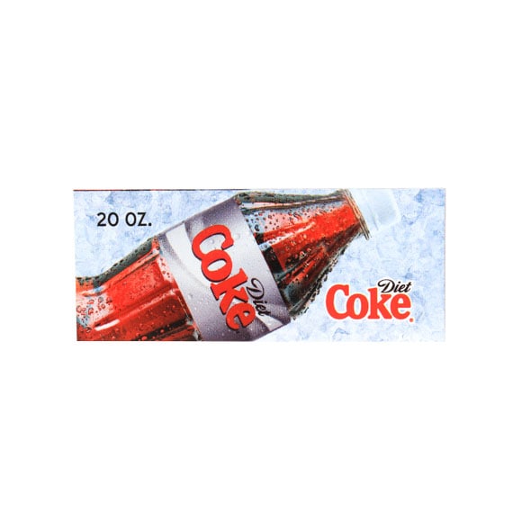 DIET COKE LABEL, 20oz BOTTLE, 1 5/8" X 3 19/32', ICE BACKGROUND