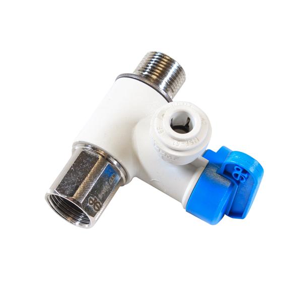 VALVE, 3/8 X 3/8 X 1/4 ANGLE STOP ADAPTOR VALVE LEAD FREE
