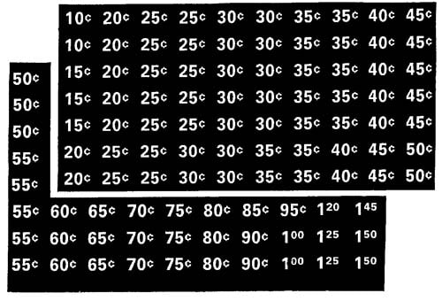LABELS, PRICE LABEL SET, $.10-$1.50 FOR NATIONAL 140 AND 146