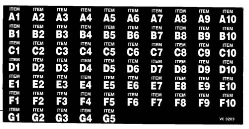 PRODUCT LABEL SET-A1 THRU G5-FOR 145