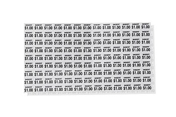 LABELS, PRICE LABEL SHEET, $1.10-$1.15 FOR ROWE 4900