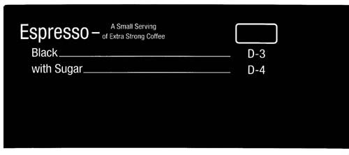 PRODUCT LABEL, ESPRESSO, National 623, Black with white lettering, 623-2307, 6232307