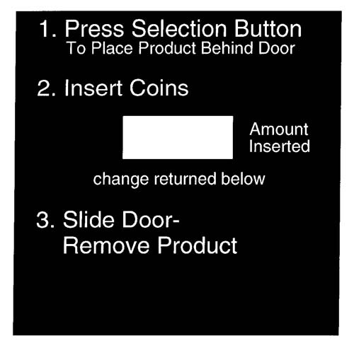 INSTRUCTION LABEL FOR ROWE 448, BLACK WITH WHITE LETTERS
