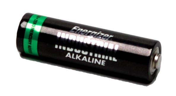 AA BATTERY, BLACK WITH GREEN STRIPE