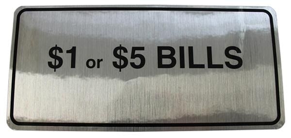 DECAL-$1 OR$5 BILLS-FOR ROWE BC1200