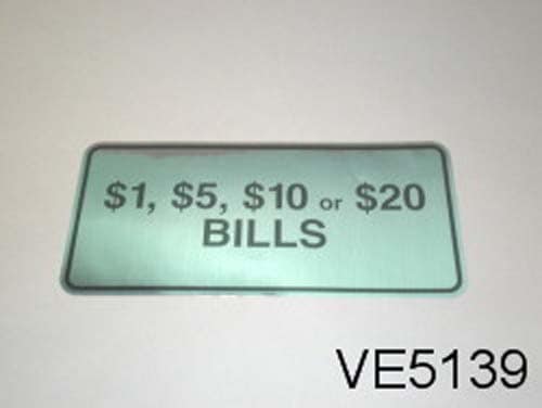 OVERLAY, $1/5/10/20, FOR ROWE BC1200