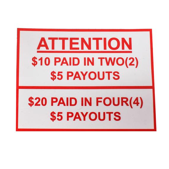 LABEL, $10 PAID/$20 PAID, FOR ROWE BC
