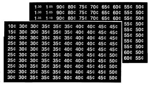 LABELS, PRICE LABEL SHEET-$.10-$1.50, FOR USI, FAWN
