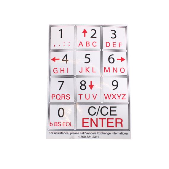 KEYPAD INSTRUCTION LABEL, FOR AP 120