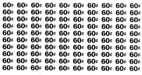 LABELS, PRICE SHEET, .60-.65, FOR AP4000/7000/110/111/112/113