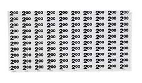 LABELS, PRICE SHEET, $2.00/$2.25, .25 INCREMENTS FOR AP 4000/7000/110/111/112/113