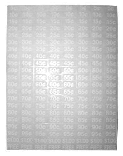 PRICE LABELS, CLEAR W/WHITE COPY, $.10 TO $1.00, FOR N&W