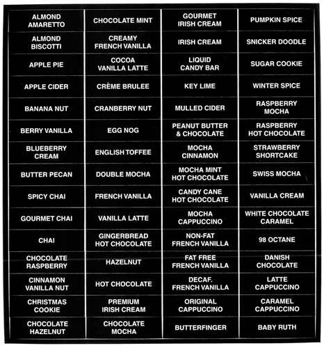 LABEL, SHEET, CAPPUCCINO FLAVORS, PROGEMA, VENUS